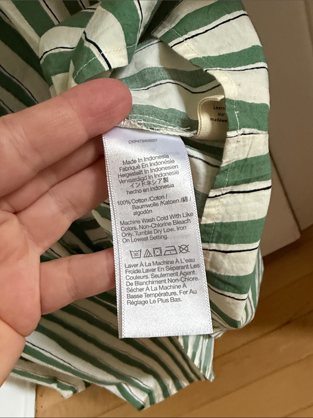 Madewell • Green and White Striped Cotton Tent Maxi Dress (Size L) - Picture 6 of 8